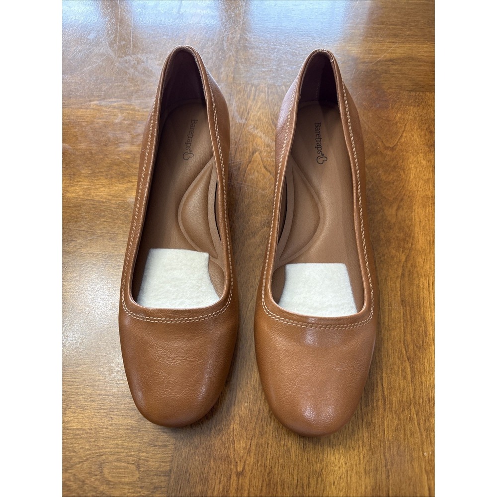 BareTraps Tan Leather Wedge Flats